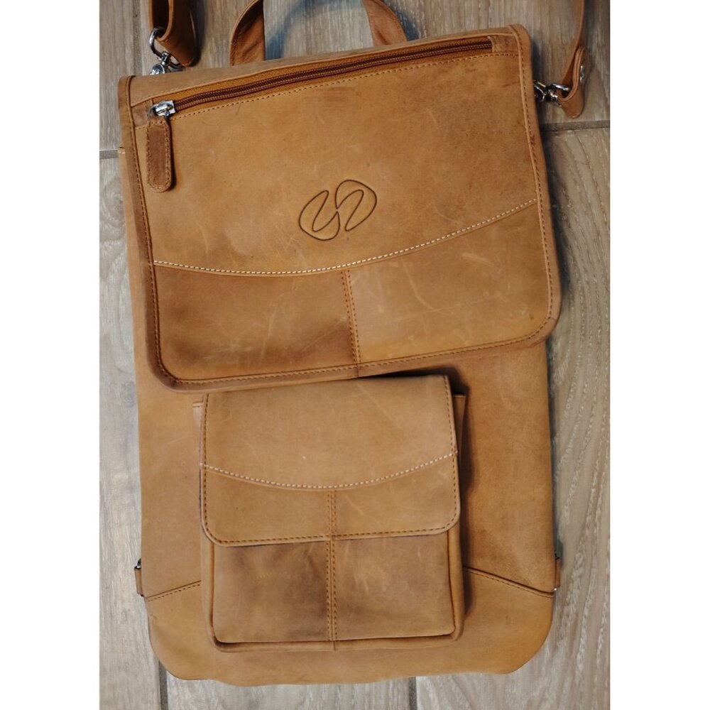 Michael Santoro Design Premium Brown Leather Vertical Briefcase MacCase Strap